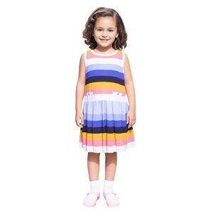 Janie & Jack Stripped Sleeveless Sweater Pleated Dress Size 2T